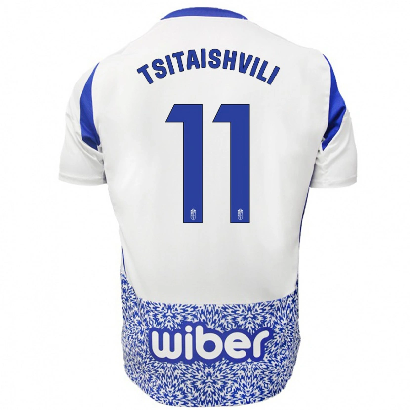 Danxen Kinderen Georgiy Tsitaishvili #11 Wit Blauw Uitshirt Uittenue 2024/25 T-Shirt