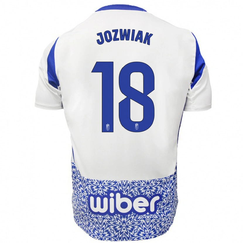 Danxen Kinderen Kamil Jóźwiak #18 Wit Blauw Uitshirt Uittenue 2024/25 T-Shirt