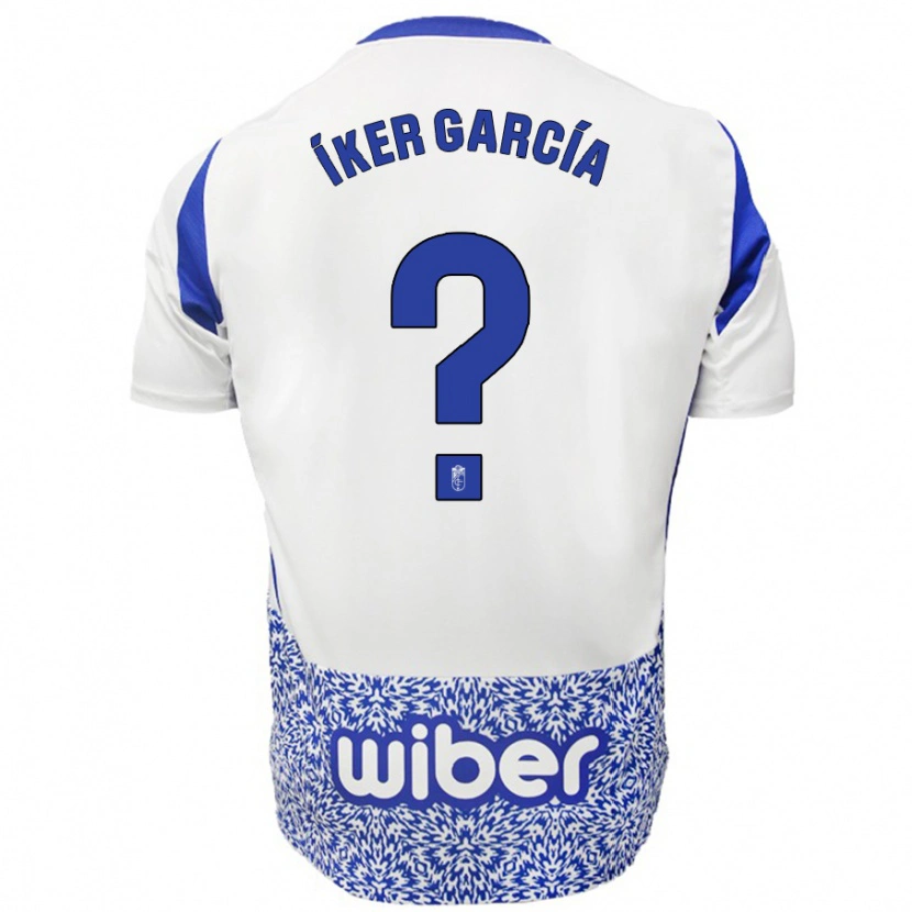 Danxen Kinderen Íker García #0 Wit Blauw Uitshirt Uittenue 2024/25 T-Shirt