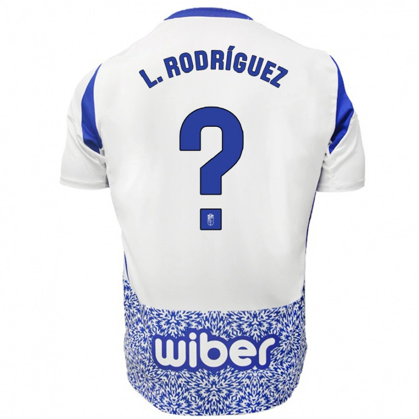 Danxen Kinderen Iker López Rodríguez #0 Wit Blauw Uitshirt Uittenue 2024/25 T-Shirt