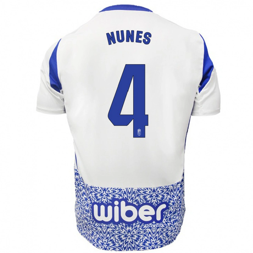 Danxen Kinderen David Nunes #4 Wit Blauw Uitshirt Uittenue 2024/25 T-Shirt