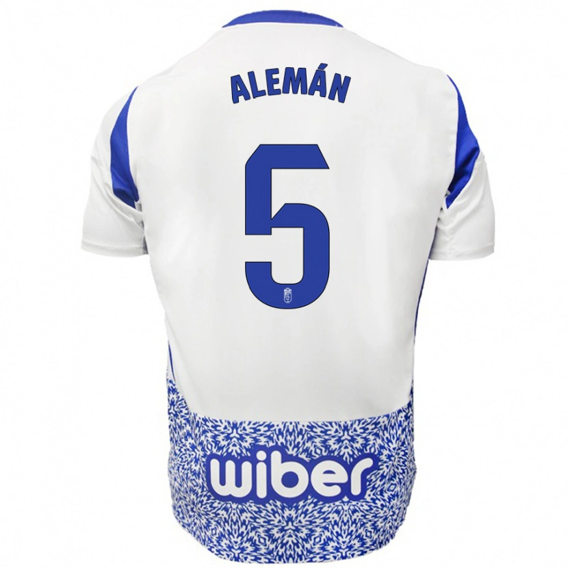 Danxen Kinderen Carlos Alemán #5 Wit Blauw Uitshirt Uittenue 2024/25 T-Shirt