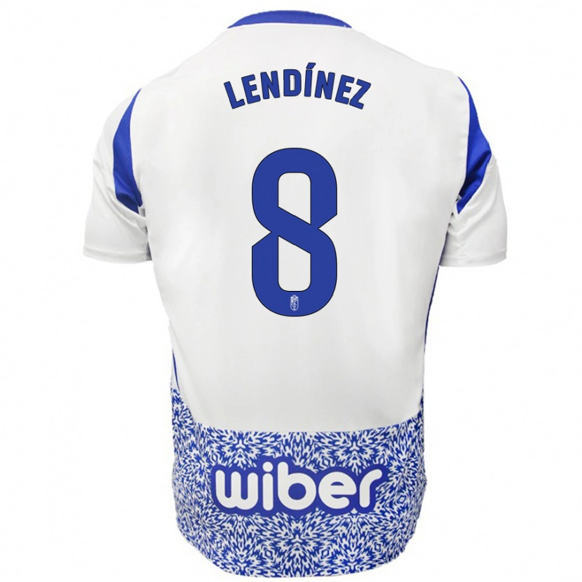 Danxen Kinderen Juanma Lendínez #8 Wit Blauw Uitshirt Uittenue 2024/25 T-Shirt