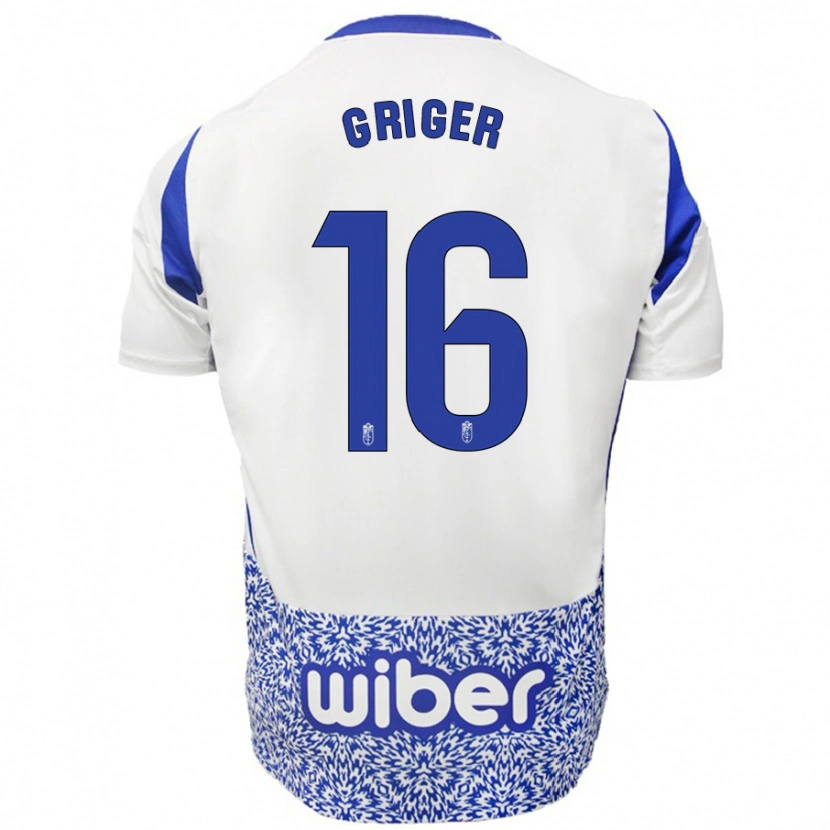 Danxen Kinderen Adam Griger #16 Wit Blauw Uitshirt Uittenue 2024/25 T-Shirt