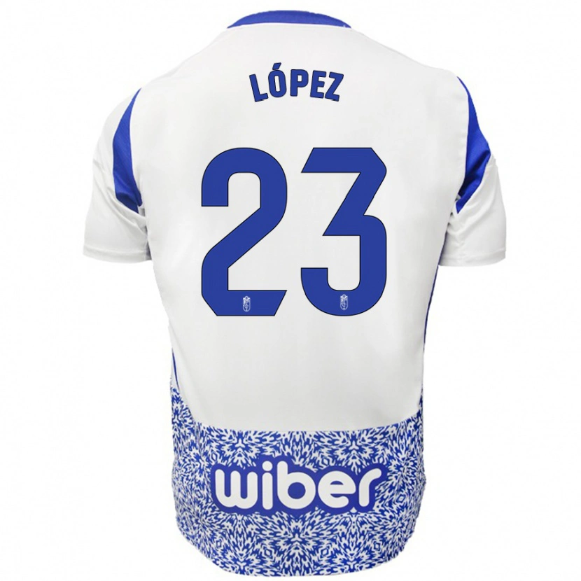 Danxen Kinderen Diego López #23 Wit Blauw Uitshirt Uittenue 2024/25 T-Shirt