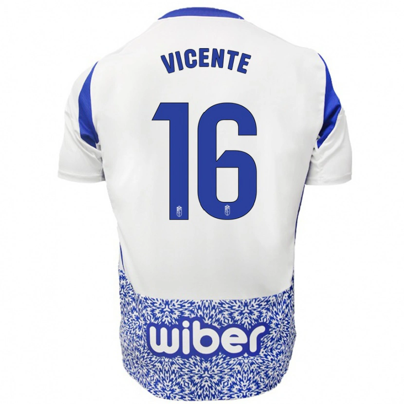 Danxen Kinderen Nerea Vicente #16 Wit Blauw Uitshirt Uittenue 2024/25 T-Shirt