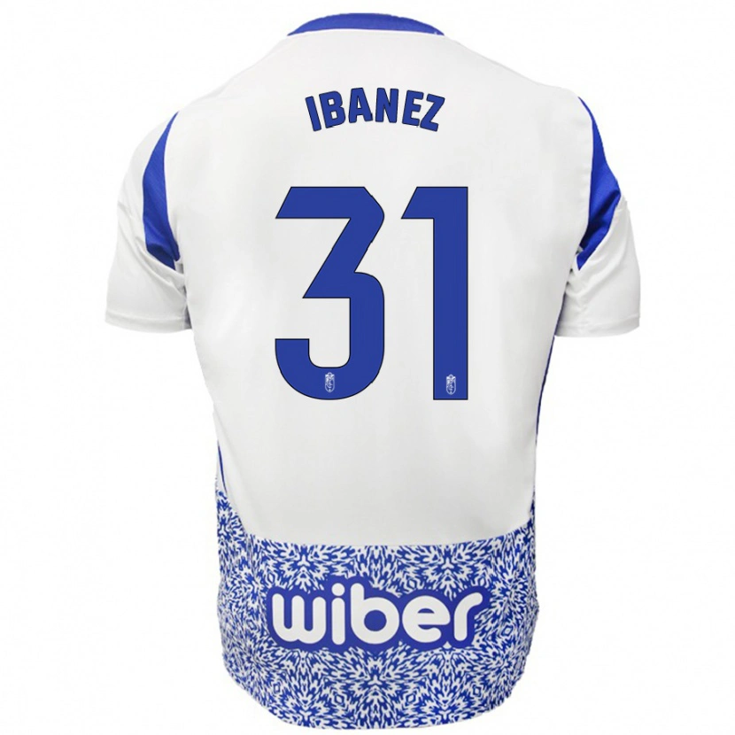 Danxen Kinderen Alba Ibáñez #31 Wit Blauw Uitshirt Uittenue 2024/25 T-Shirt