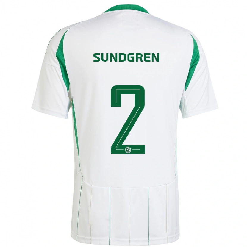 Danxen Kinderen Daniel Sundgren #2 Witgroen Uitshirt Uittenue 2024/25 T-Shirt