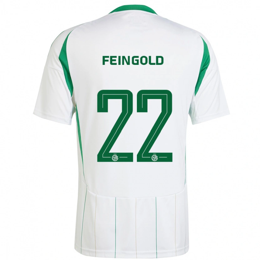 Danxen Kinderen Ilay Feingold #22 Witgroen Uitshirt Uittenue 2024/25 T-Shirt