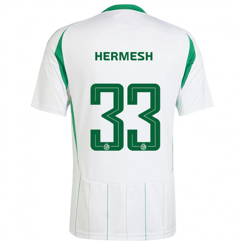 Danxen Kinderen Liam Hermesh #33 Witgroen Uitshirt Uittenue 2024/25 T-Shirt