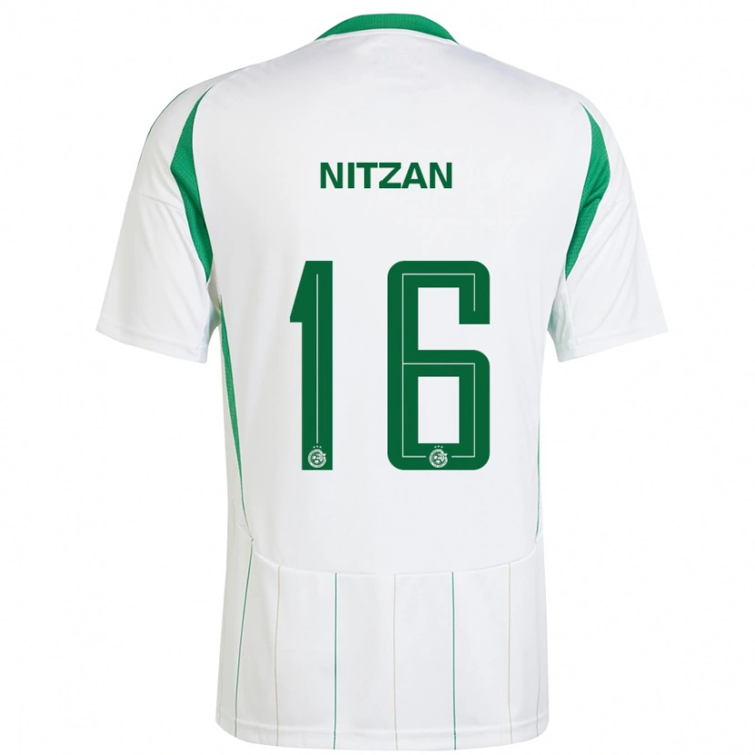 Danxen Kinderen Itamar Nitzan #16 Witgroen Uitshirt Uittenue 2024/25 T-Shirt