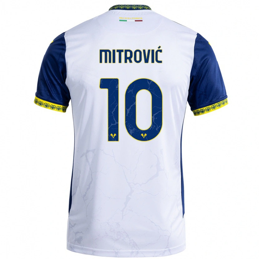 Danxen Kinderen Stefan Mitrović #10 Witblauw Uitshirt Uittenue 2024/25 T-Shirt