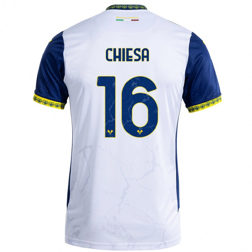 Danxen Kinderen Mattia Chiesa #16 Witblauw Uitshirt Uittenue 2024/25 T-Shirt