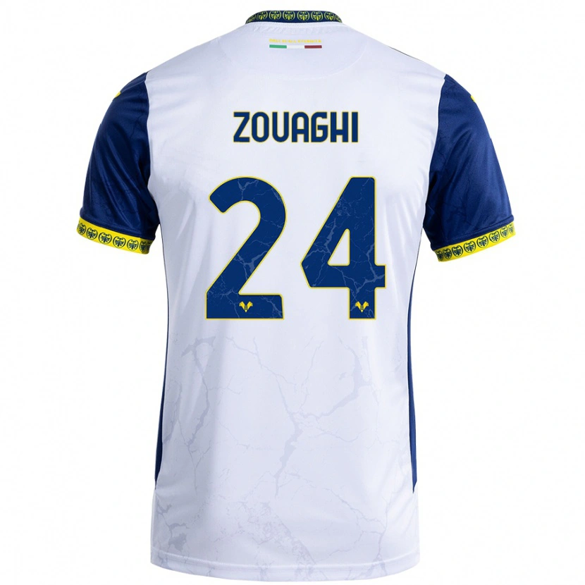 Danxen Kinderen Thomas Zouaghi #24 Witblauw Uitshirt Uittenue 2024/25 T-Shirt