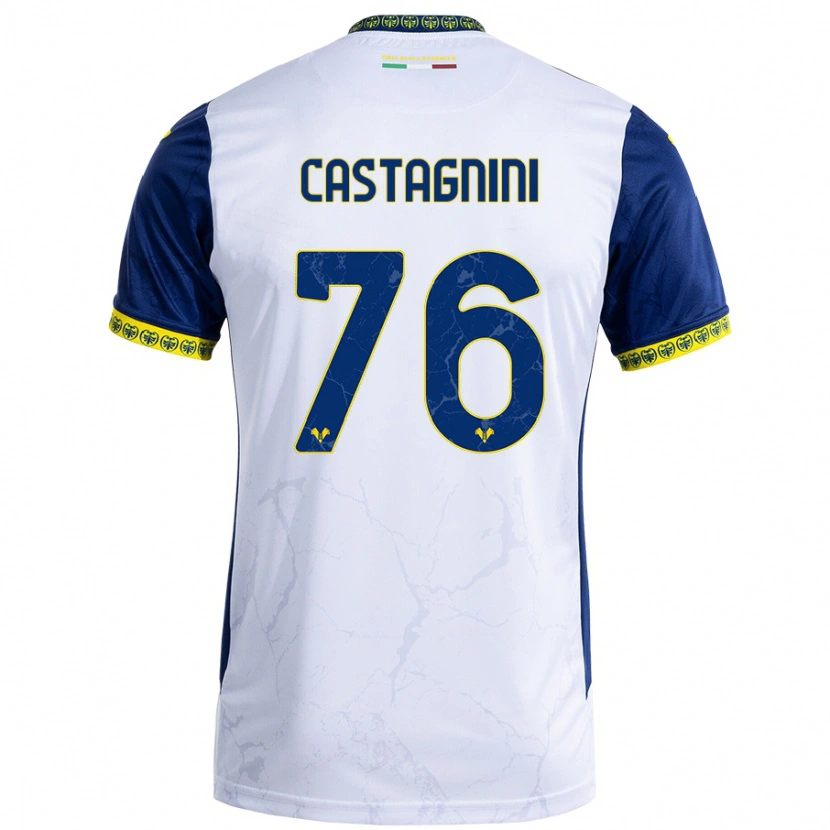 Danxen Kinderen Mirko Castagnini #76 Witblauw Uitshirt Uittenue 2024/25 T-Shirt