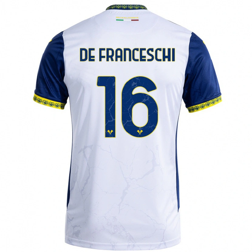 Danxen Kinderen Edoardo De Franceschi #16 Witblauw Uitshirt Uittenue 2024/25 T-Shirt