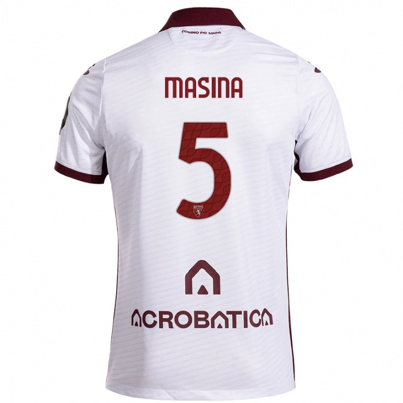 Danxen Kinderen Adam Masina #5 Wit Kastanjebruin Uitshirt Uittenue 2024/25 T-Shirt