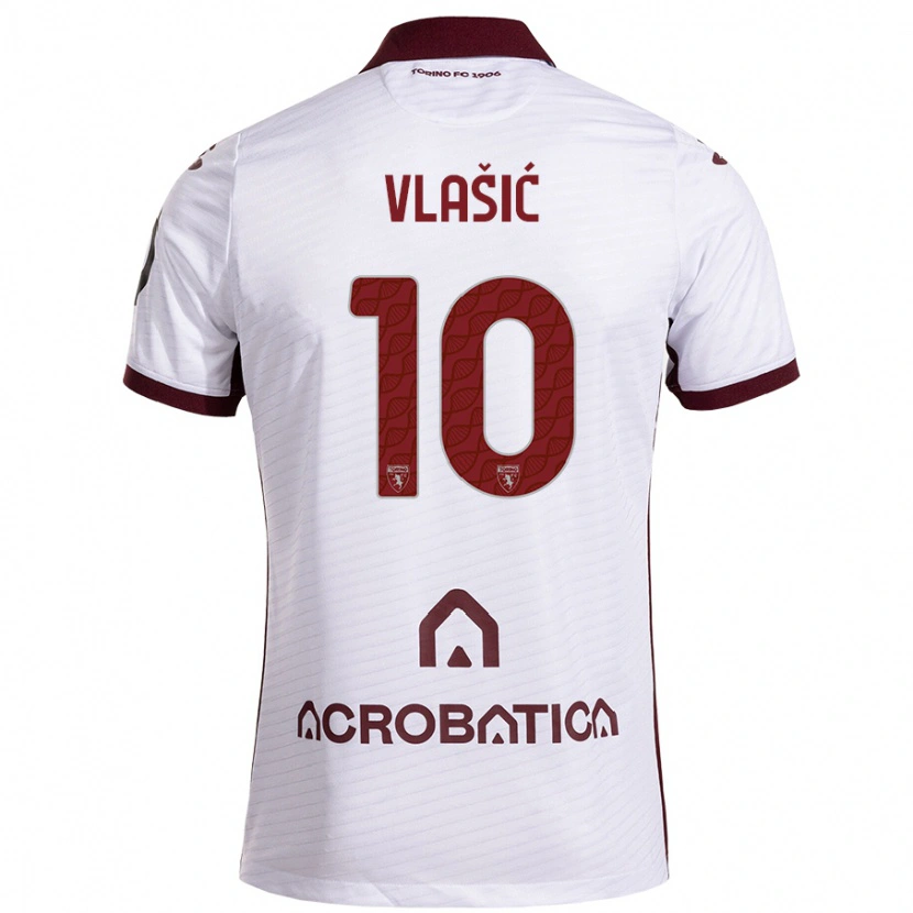 Danxen Kinderen Nikola Vlašić #10 Wit Kastanjebruin Uitshirt Uittenue 2024/25 T-Shirt