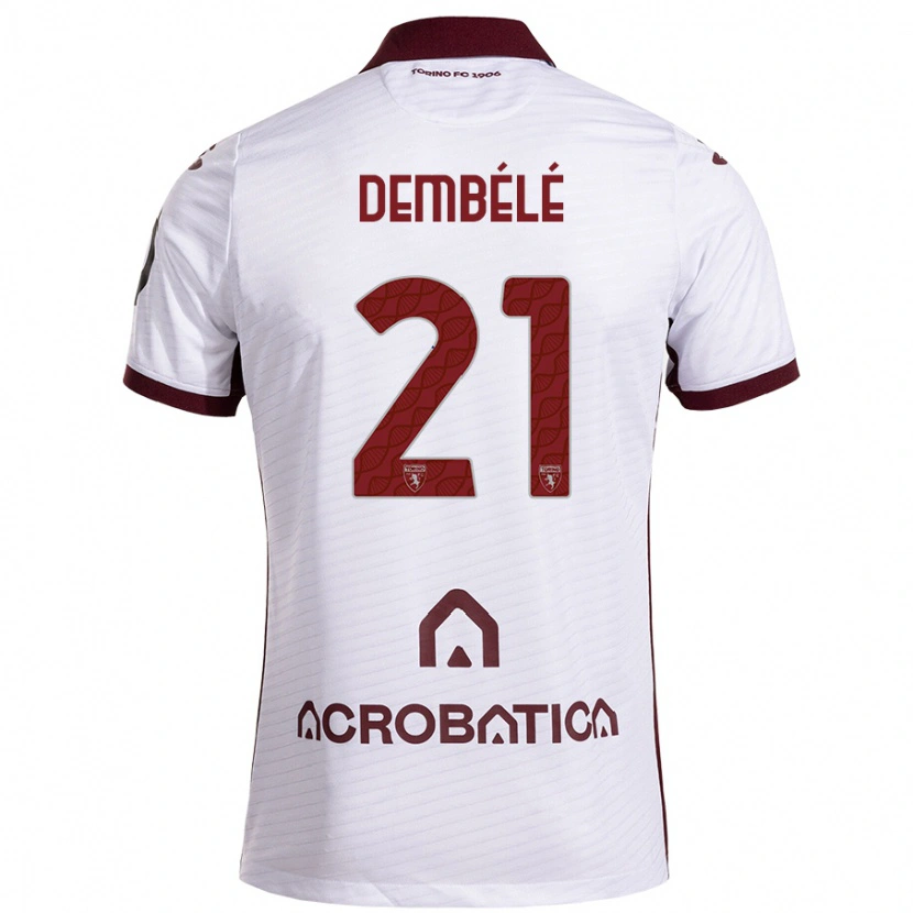 Danxen Kinderen Ali Dembélé #21 Wit Kastanjebruin Uitshirt Uittenue 2024/25 T-Shirt