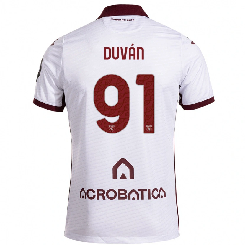 Danxen Kinderen Duván Zapata #91 Wit Kastanjebruin Uitshirt Uittenue 2024/25 T-Shirt