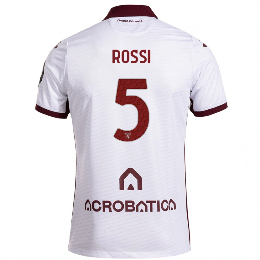 Danxen Kinderen Simone Rossi #5 Wit Kastanjebruin Uitshirt Uittenue 2024/25 T-Shirt