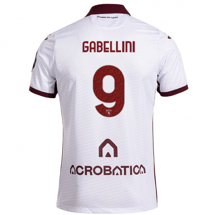 Danxen Kinderen Tommaso Gabellini #9 Wit Kastanjebruin Uitshirt Uittenue 2024/25 T-Shirt