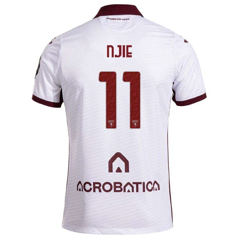 Danxen Kinderen Alieu Njie #11 Wit Kastanjebruin Uitshirt Uittenue 2024/25 T-Shirt