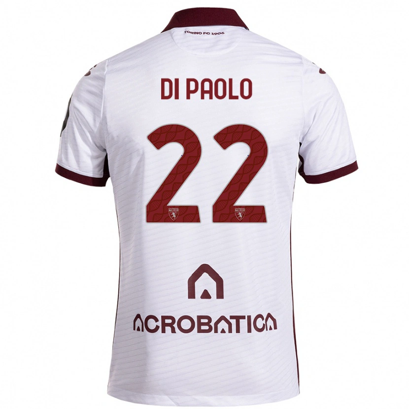 Danxen Kinderen Sebastiano Di Paolo #22 Wit Kastanjebruin Uitshirt Uittenue 2024/25 T-Shirt