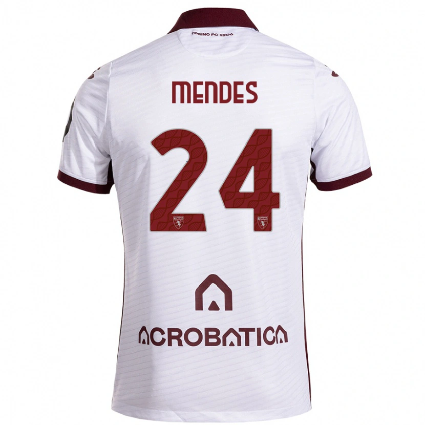 Danxen Kinderen Rodrigo Mendes #24 Wit Kastanjebruin Uitshirt Uittenue 2024/25 T-Shirt