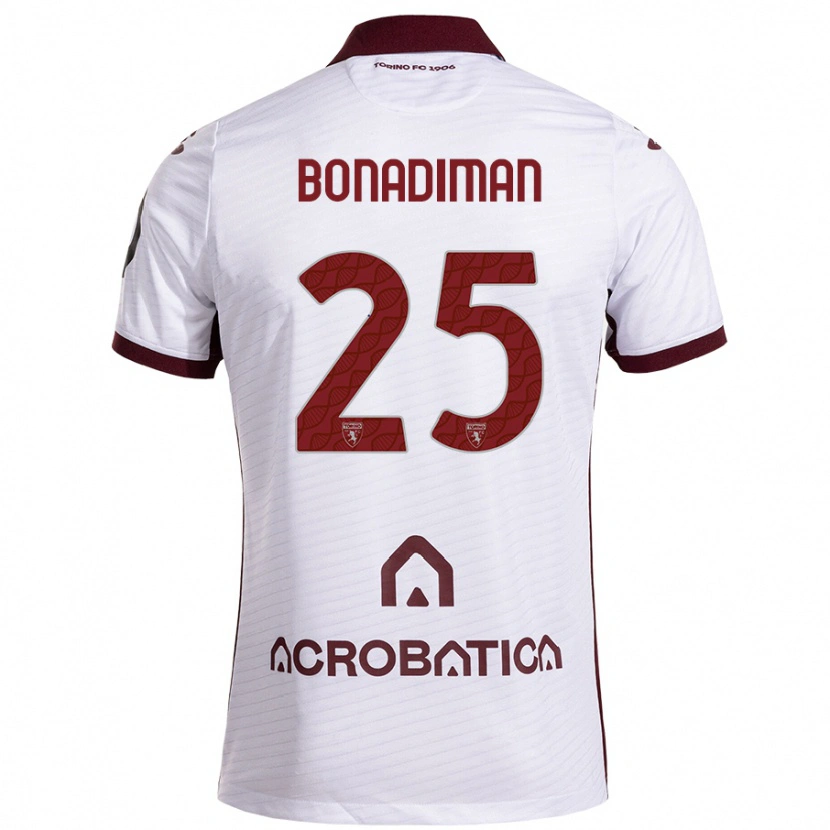 Danxen Kinderen Matteo Bonadiman #25 Wit Kastanjebruin Uitshirt Uittenue 2024/25 T-Shirt