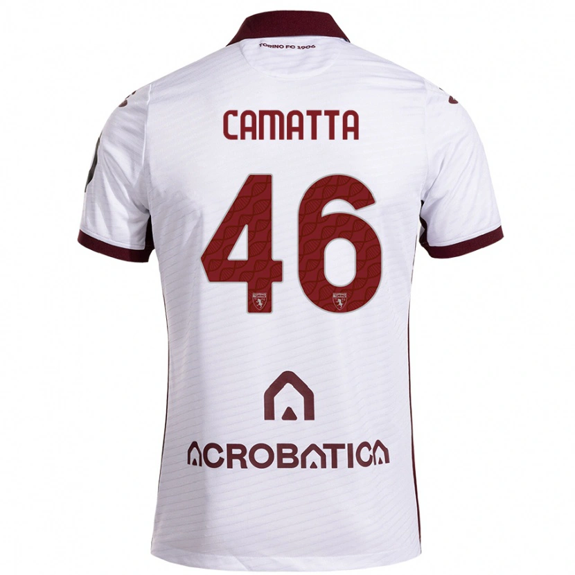 Danxen Kinderen Alessandro Camatta #46 Wit Kastanjebruin Uitshirt Uittenue 2024/25 T-Shirt