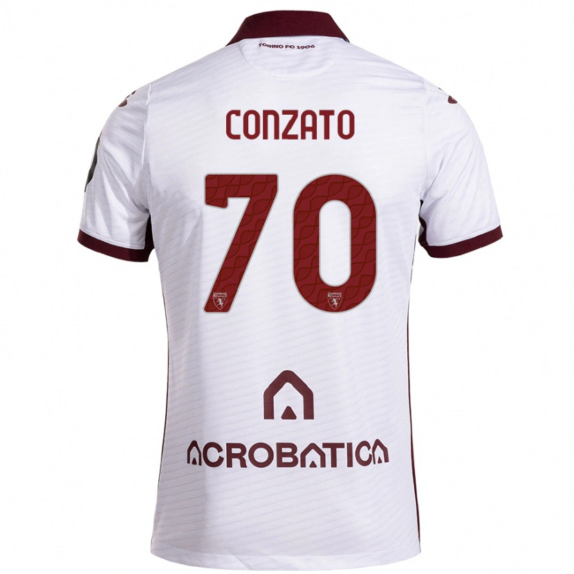 Danxen Kinderen Filippo Conzato #70 Wit Kastanjebruin Uitshirt Uittenue 2024/25 T-Shirt