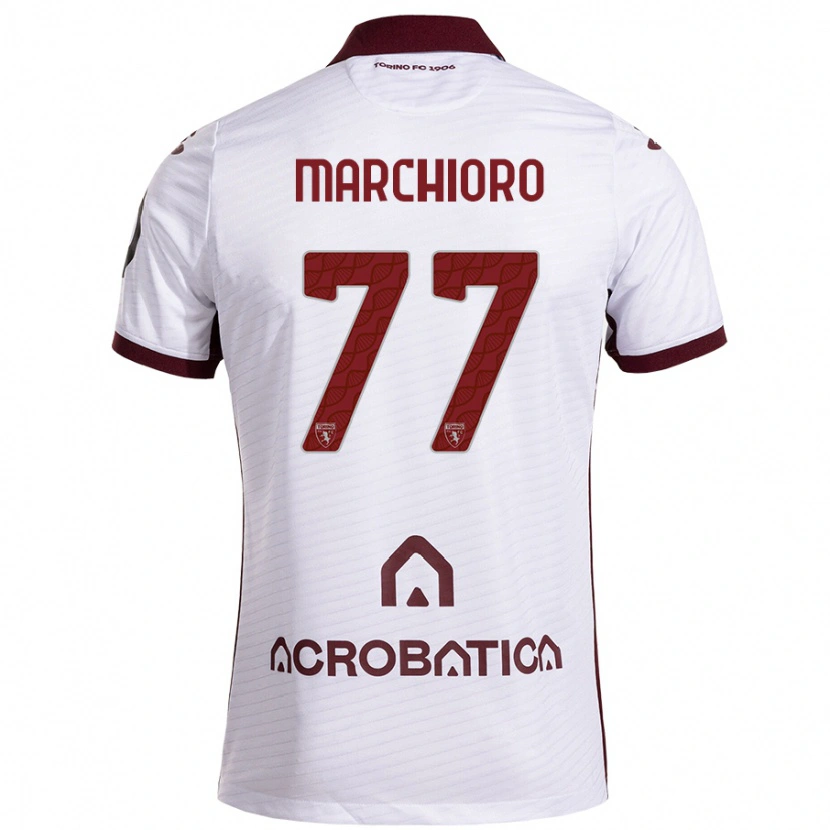 Danxen Kinderen Raffaele Marchioro #77 Wit Kastanjebruin Uitshirt Uittenue 2024/25 T-Shirt