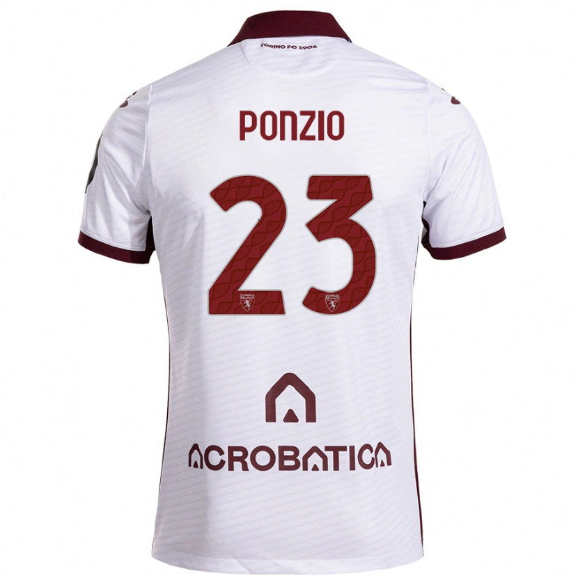 Danxen Kinderen Erika Ponzio #23 Wit Kastanjebruin Uitshirt Uittenue 2024/25 T-Shirt