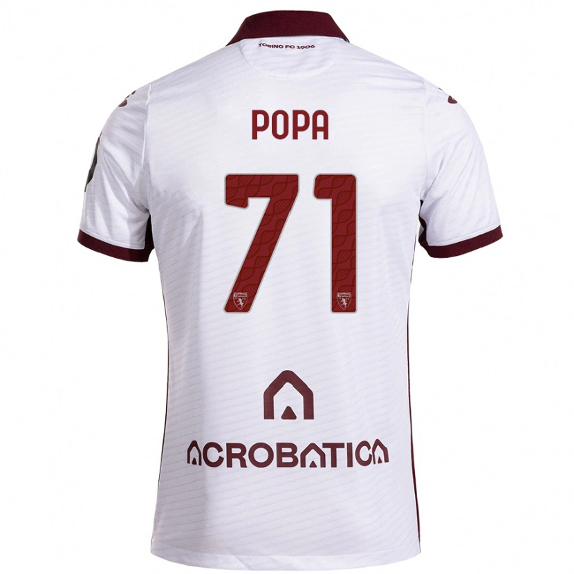 Danxen Kinderen Mihai Popa #71 Wit Kastanjebruin Uitshirt Uittenue 2024/25 T-Shirt