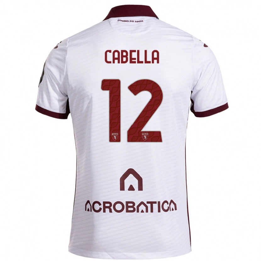 Danxen Kinderen Matteo Cabella #12 Wit Kastanjebruin Uitshirt Uittenue 2024/25 T-Shirt