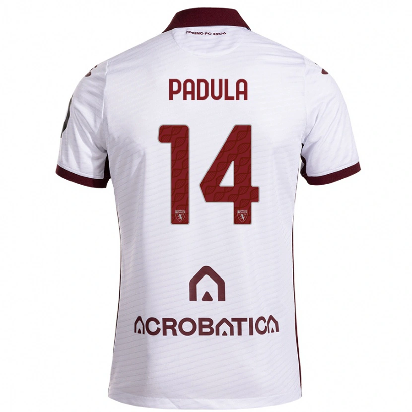 Danxen Kinderen Cristian Padula #14 Wit Kastanjebruin Uitshirt Uittenue 2024/25 T-Shirt