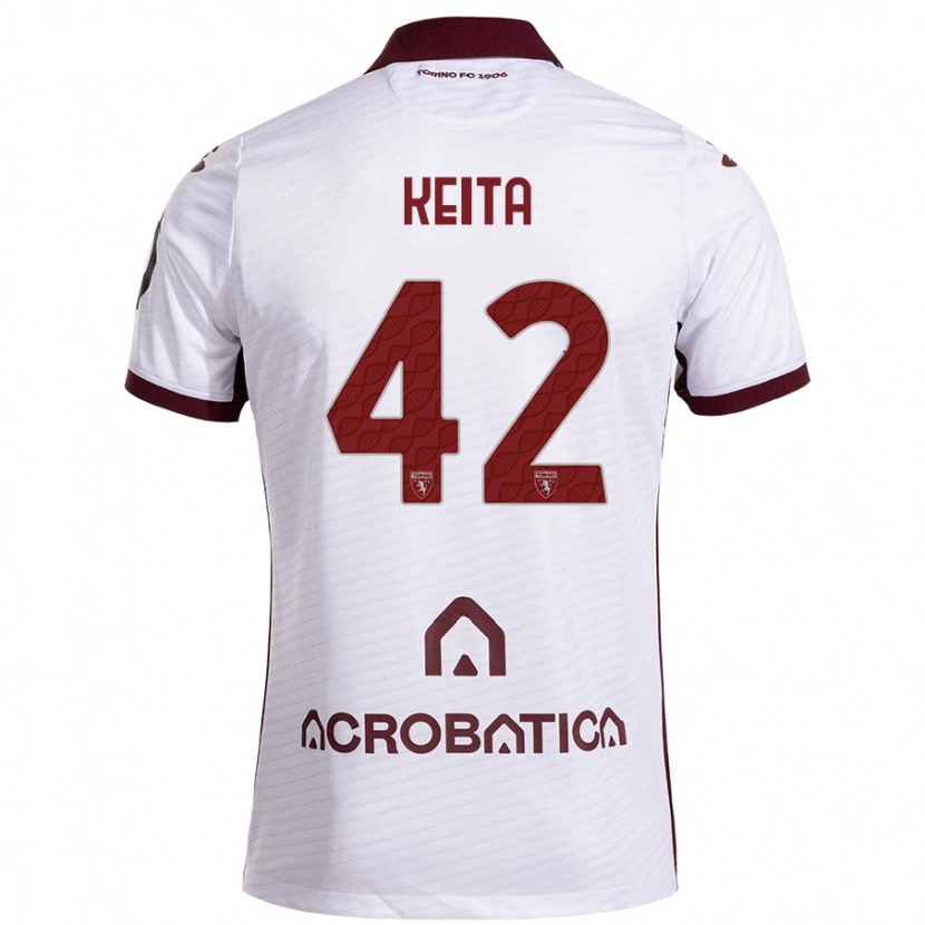 Danxen Kinderen Karamoko Keita #42 Wit Kastanjebruin Uitshirt Uittenue 2024/25 T-Shirt