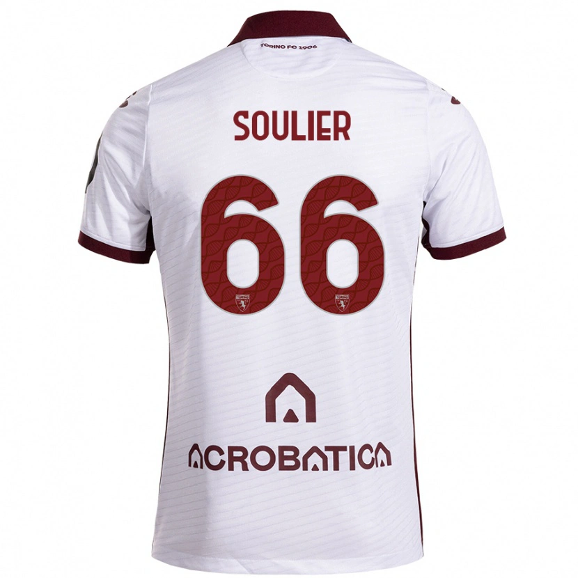 Danxen Kinderen Evan Soulier #66 Wit Kastanjebruin Uitshirt Uittenue 2024/25 T-Shirt