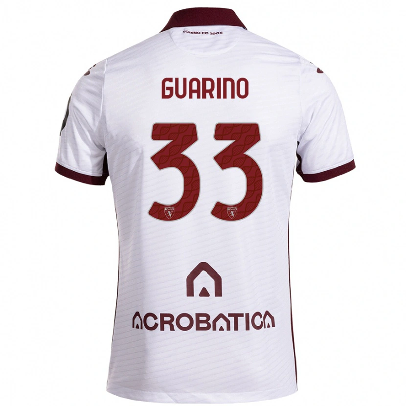 Danxen Kinderen Rita Guarino #33 Wit Kastanjebruin Uitshirt Uittenue 2024/25 T-Shirt