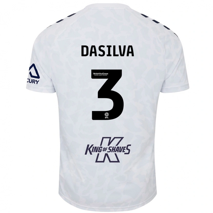 Danxen Kinderen Jay Dasilva #3 Wit Uitshirt Uittenue 2024/25 T-Shirt