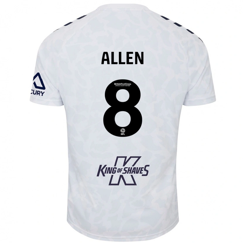 Danxen Kinderen Jamie Allen #8 Wit Uitshirt Uittenue 2024/25 T-Shirt