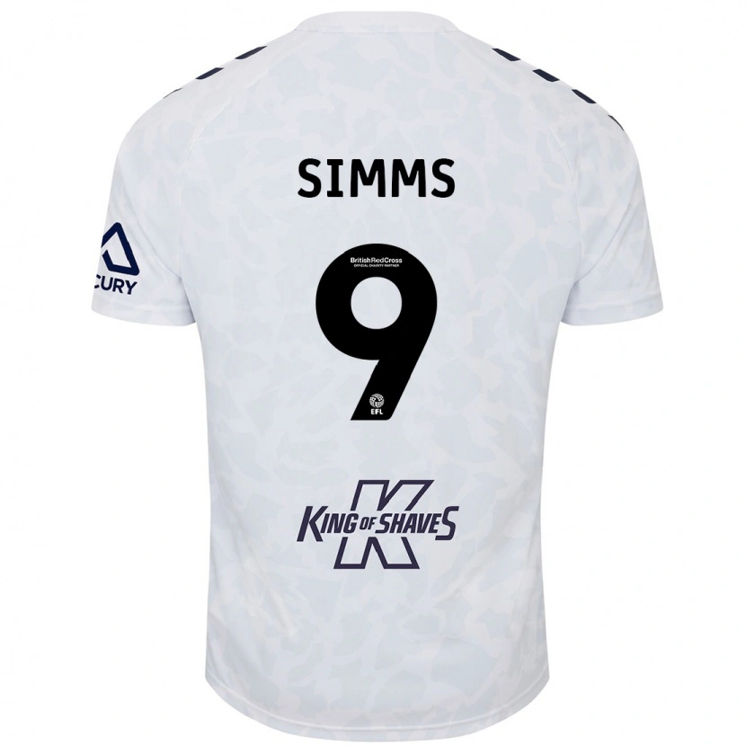 Danxen Kinderen Ellis Simms #9 Wit Uitshirt Uittenue 2024/25 T-Shirt