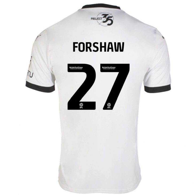 Danxen Kinderen Adam Forshaw #27 Wit Zwart Uitshirt Uittenue 2024/25 T-Shirt