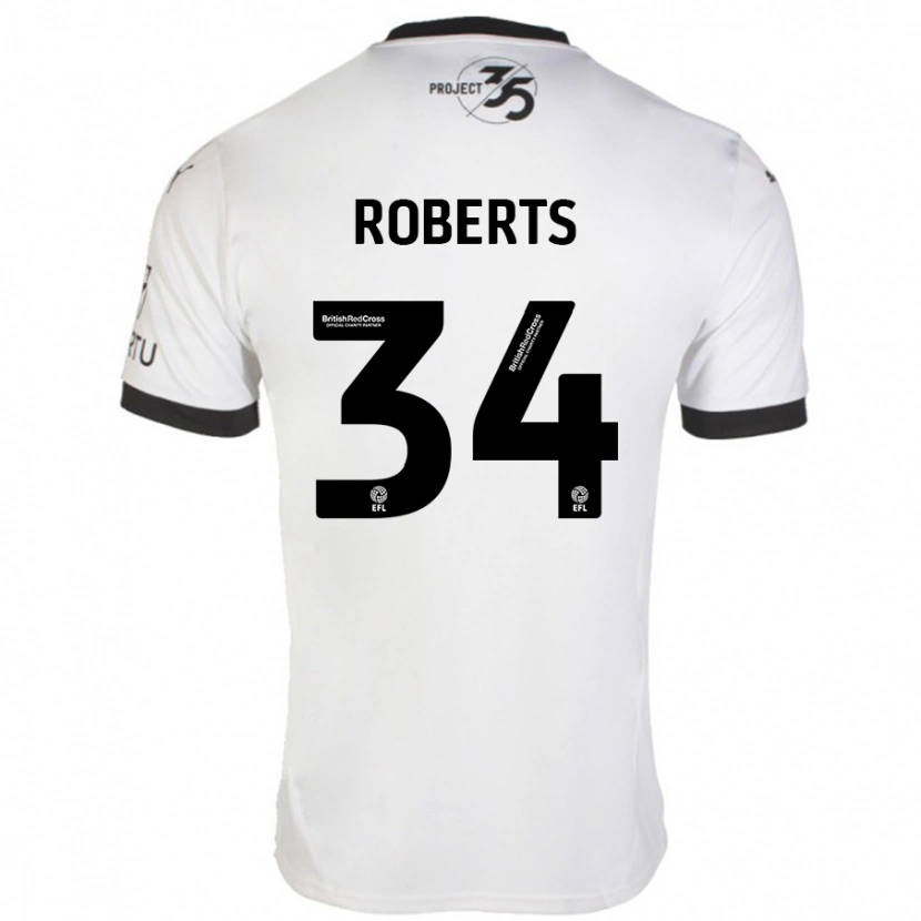 Danxen Kinderen Caleb Roberts #34 Wit Zwart Uitshirt Uittenue 2024/25 T-Shirt