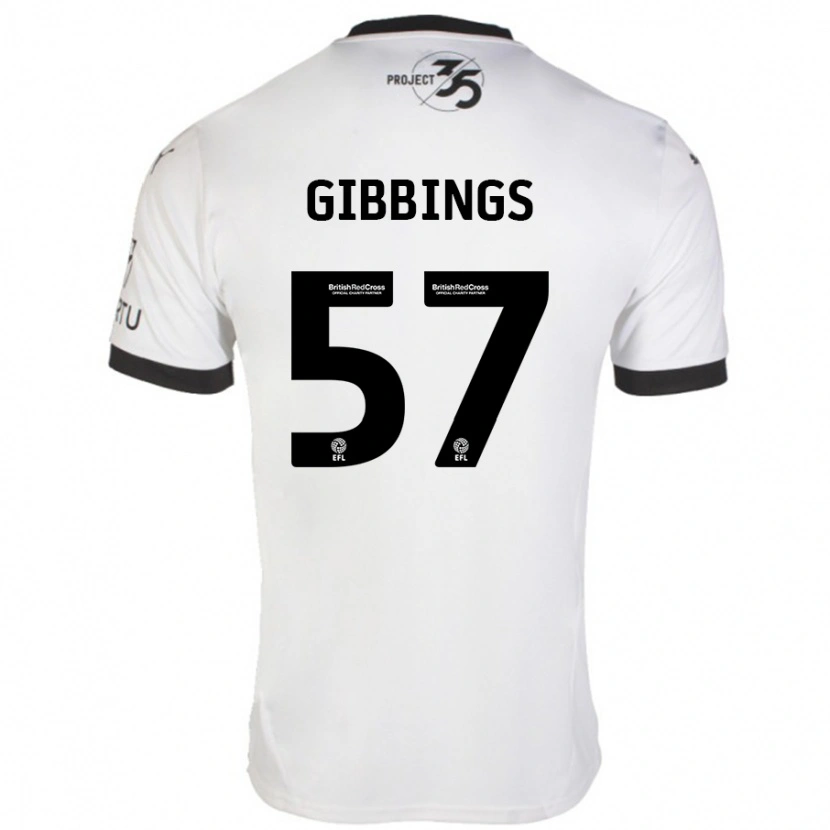 Danxen Kinderen Cole Gibbings #57 Wit Zwart Uitshirt Uittenue 2024/25 T-Shirt