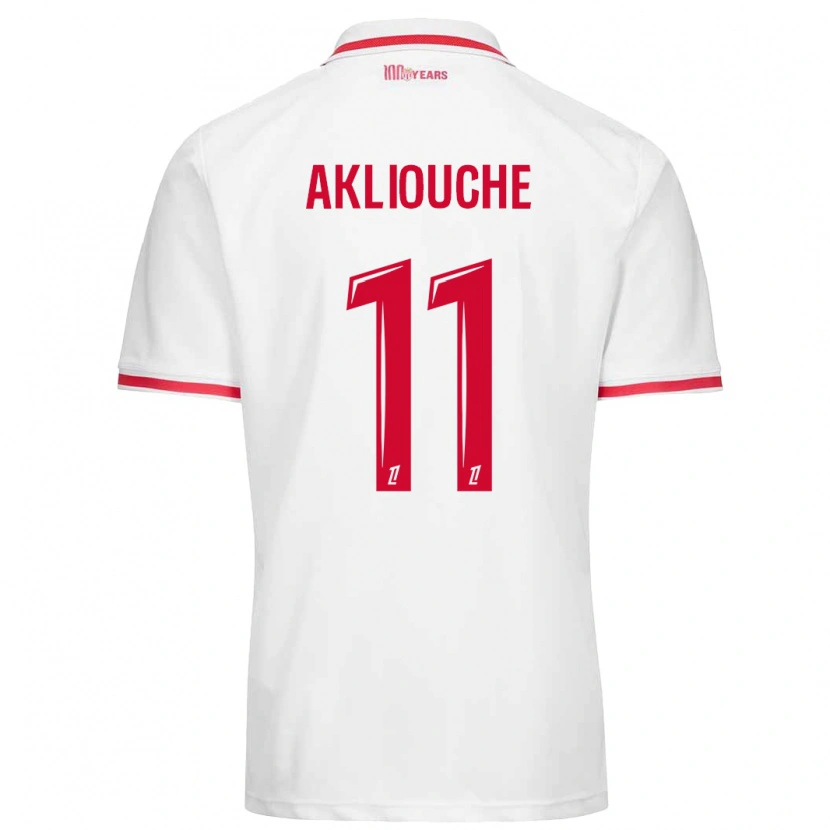 Danxen Heren Maghnes Akliouche #11 Wit Rood Thuisshirt Thuistenue 2024/25 T-Shirt