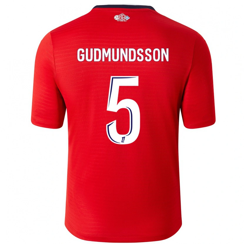 Danxen Heren Gabriel Gudmundsson #5 Rood Wit Thuisshirt Thuistenue 2024/25 T-Shirt