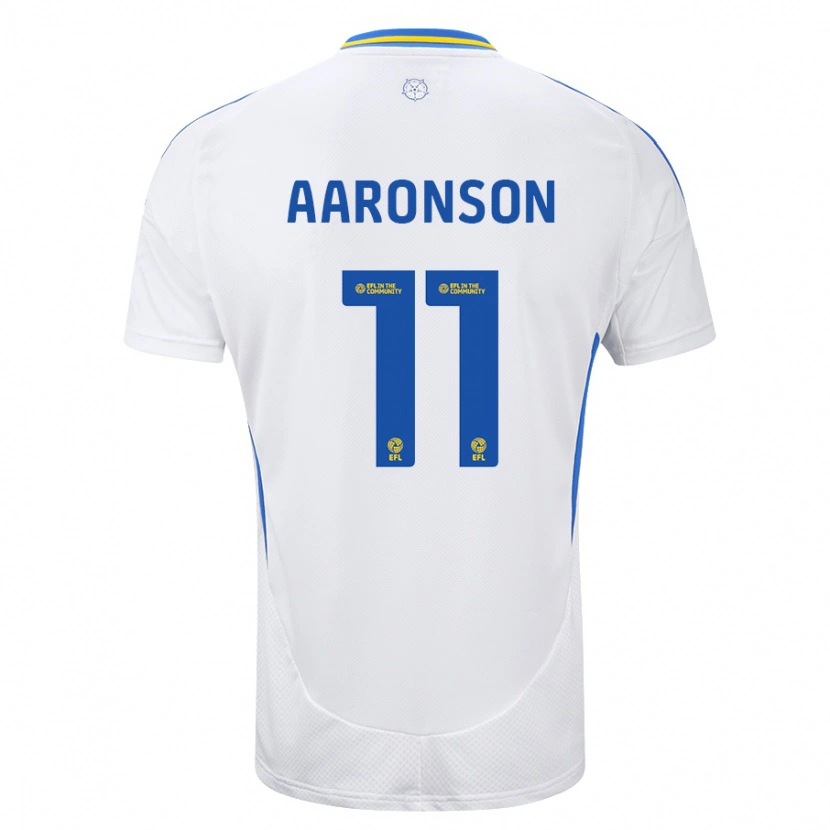 Danxen Heren Brenden Aaronson #11 Wit Blauw Thuisshirt Thuistenue 2024/25 T-Shirt