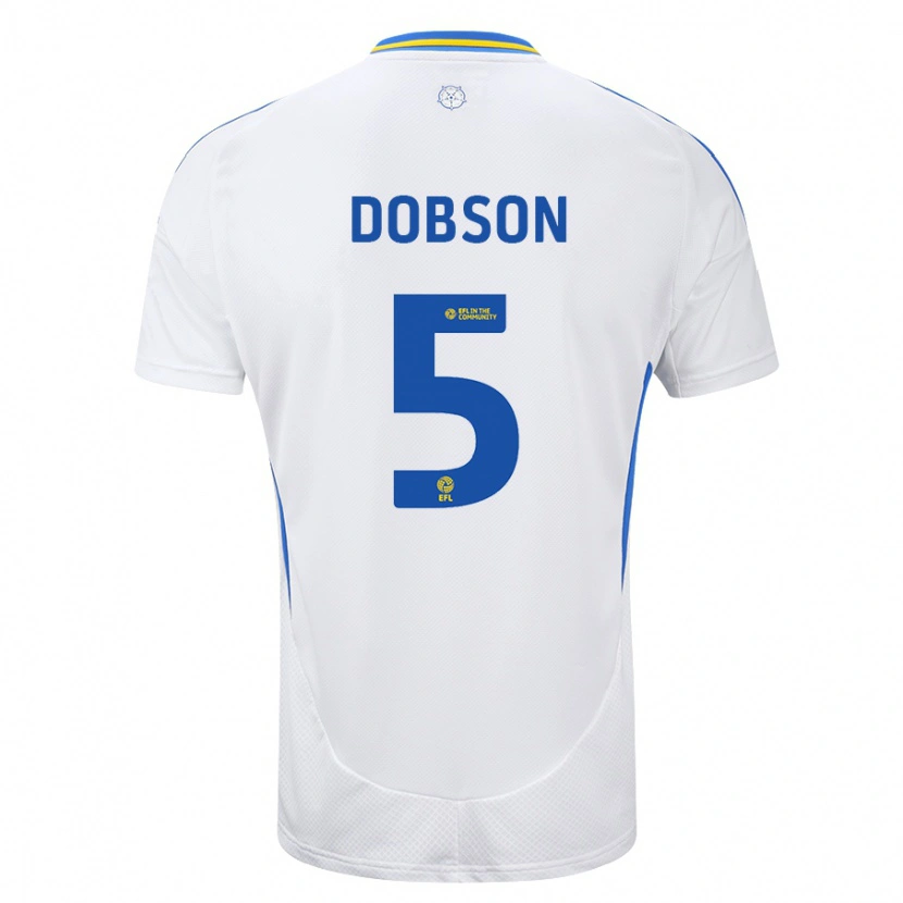 Danxen Heren Ellie Dobson #5 Wit Blauw Thuisshirt Thuistenue 2024/25 T-Shirt